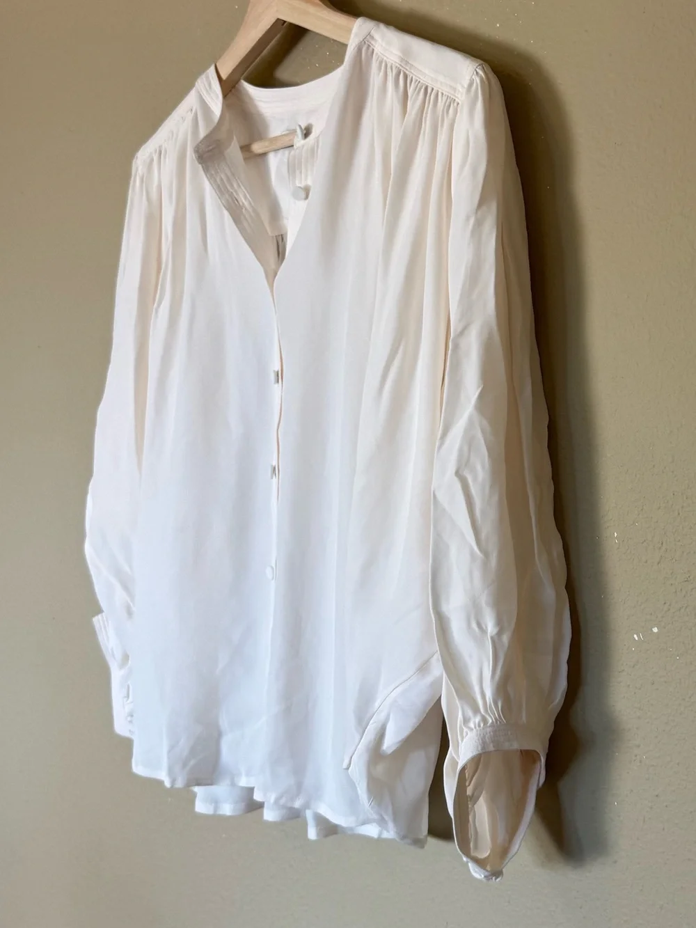 Madewell Puff-Sleeve Button-Front Blouse in Cream NWT Size Medium